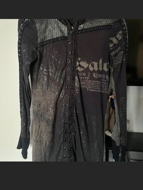 SALVAGE HOODED INSANE GRAPHICS WITH SKULL AND SPINE JACKET!! S